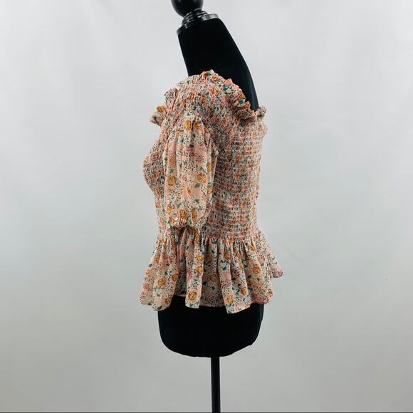 Socialite Ruched Peplum Waist Floral Off Shoulder - Picture 8 of 12